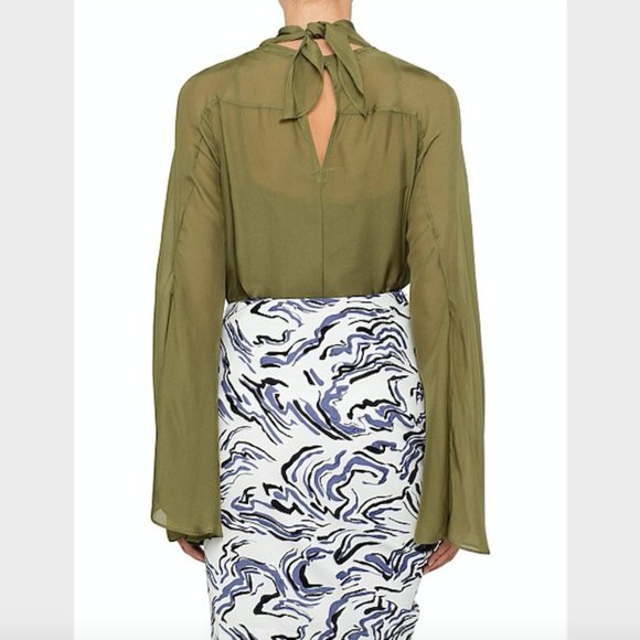 SOLD Camilla and Marc Sage Green Silk Essie Top Blouse Size 14 - Picture 5 of 14